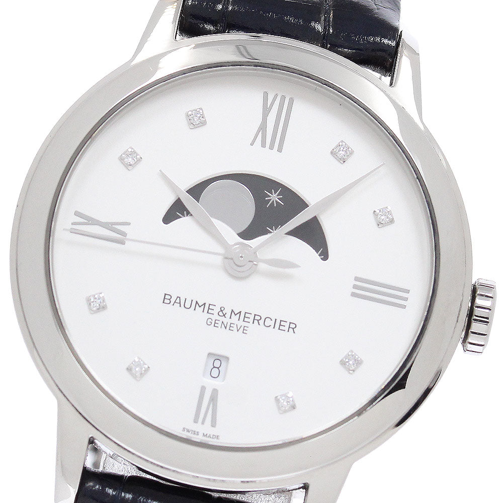 Baume & Mercier Classima MOA10329 8P diamond moon phase Silver Dial Quartz Ladies Watch_957233