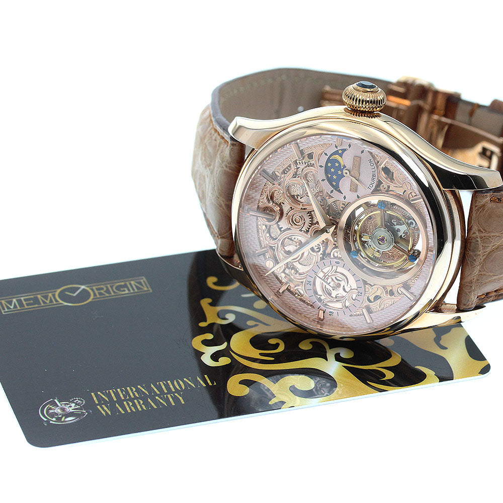 MEMORIGIN Auspicious Plus 4894379060415 Tourbillon skeleton Dial Hand Winding Men's Watch_957260