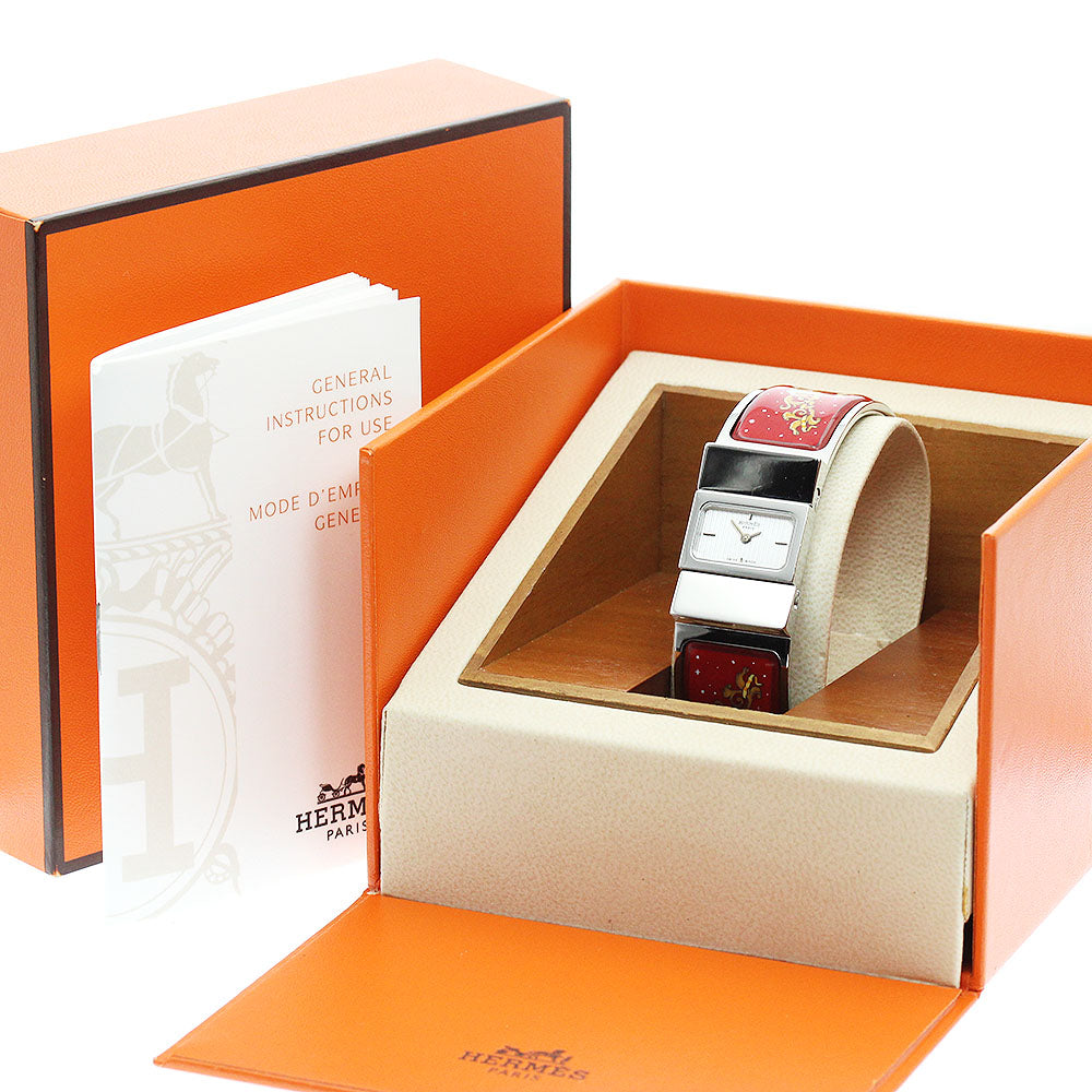 HERMES Loquet LO1.210 Cloisonne Silver Dial Quartz Ladies Watch_957297