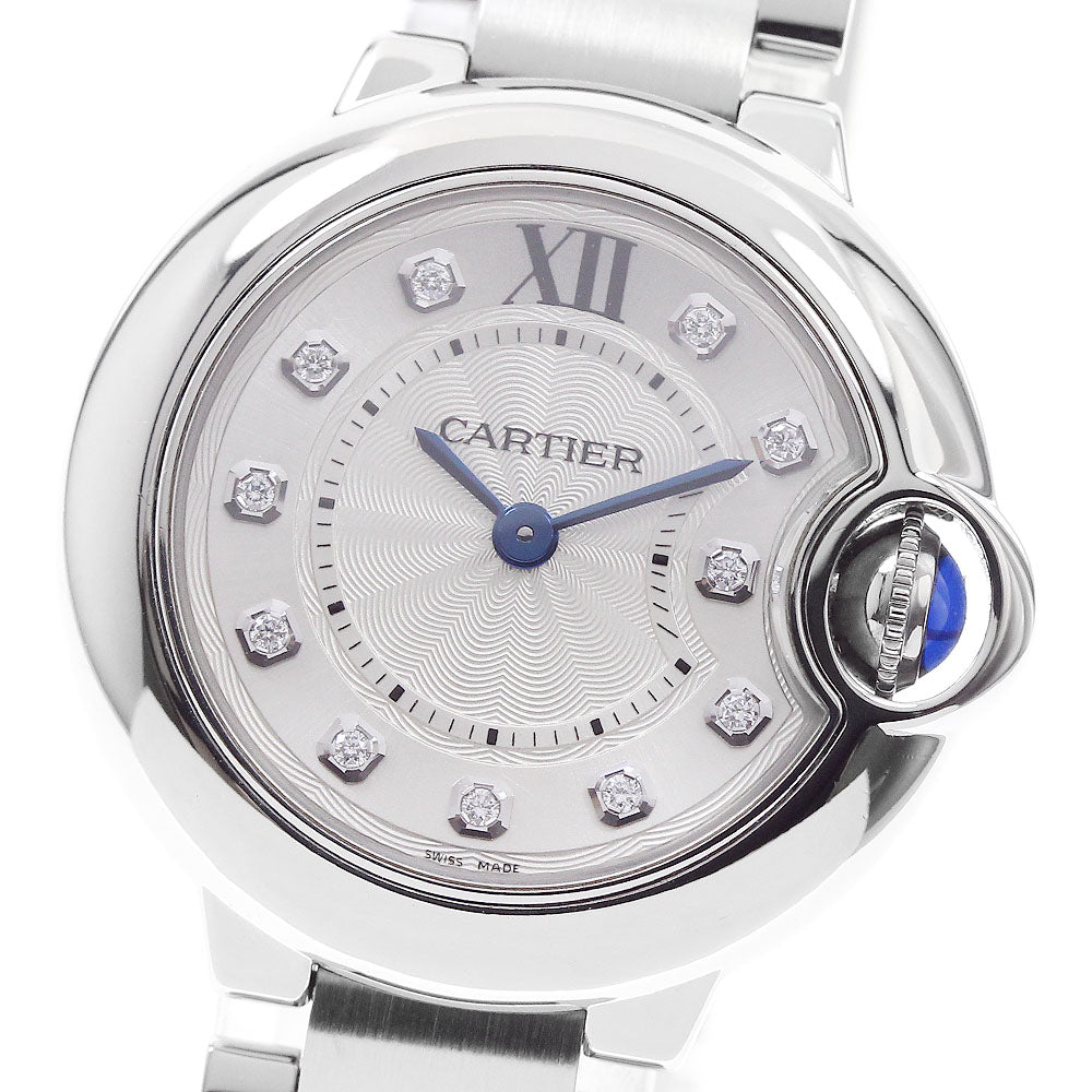 CARTIER Baron blue SM WE902073 11P diamond Silver Dial Quartz Ladies _957298