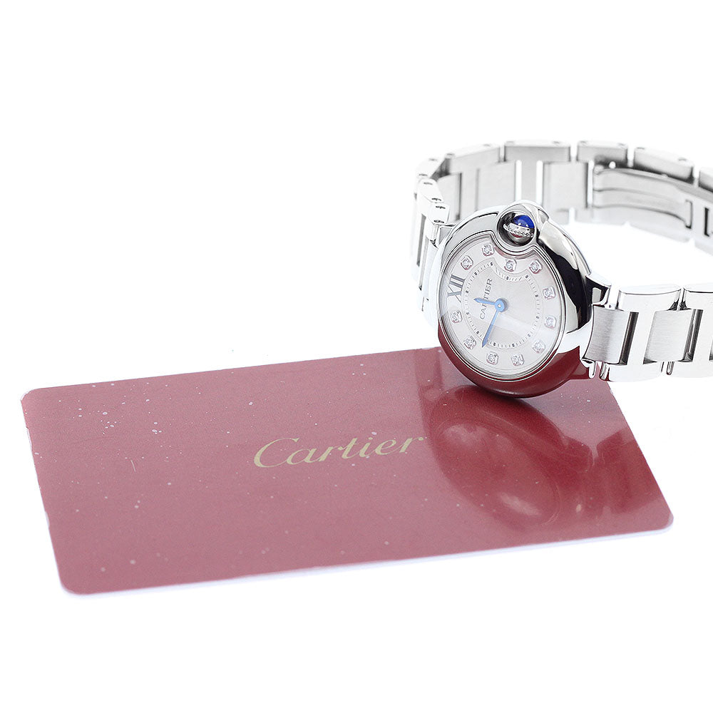 CARTIER Baron blue SM WE902073 11P diamond Silver Dial Quartz Ladies _957298