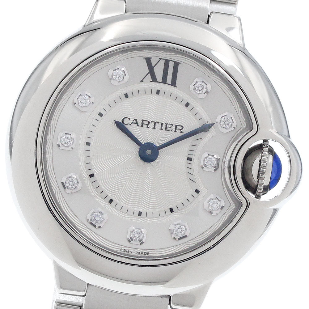 CARTIER Baron blue SM WE902073 11P diamond Silver Dial Quartz Ladies_957300