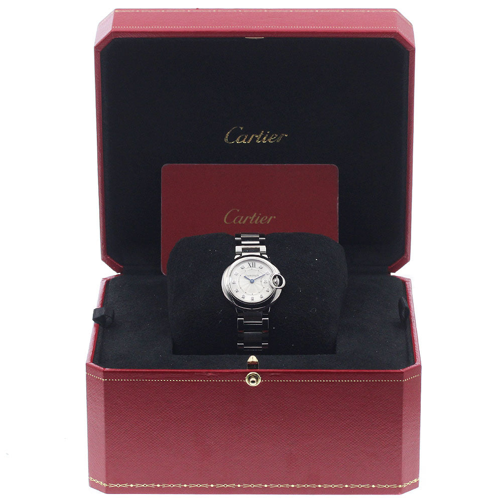 CARTIER Baron blue SM WE902073 11P diamond Silver Dial Quartz Ladies_957300