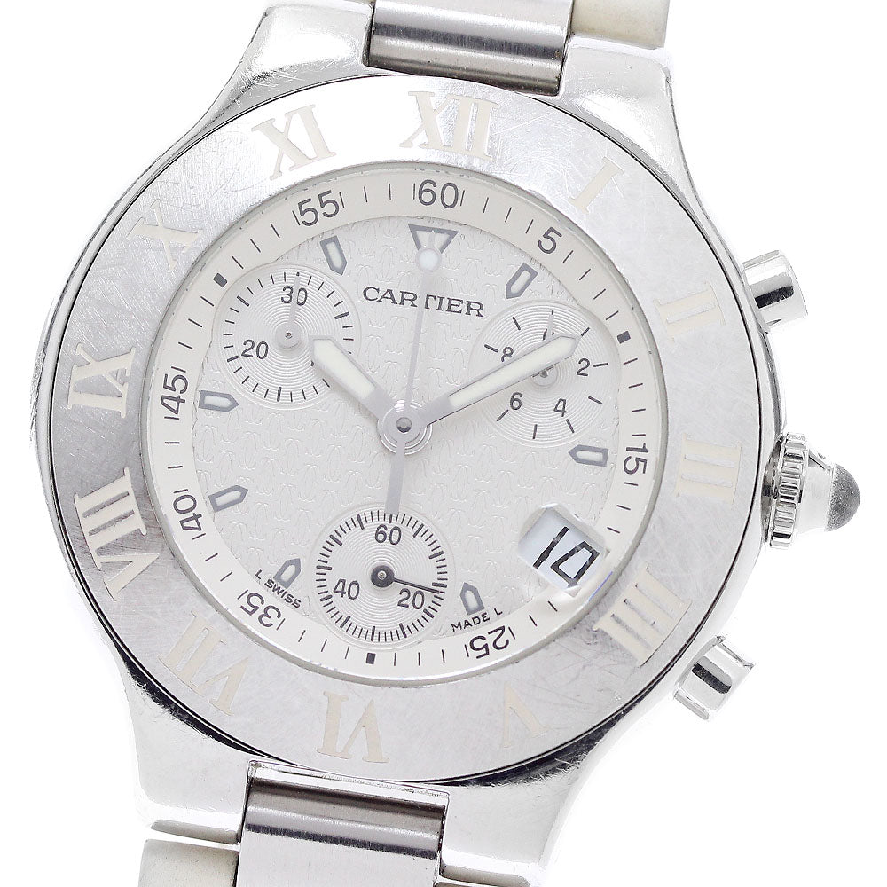 CARTIER CHRONOSCAPH W10184U2 Date Silver Dial Quartz Men's Watch_957372