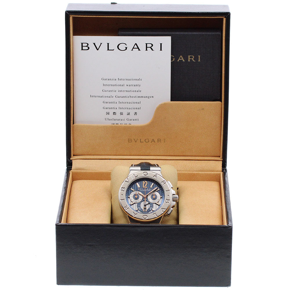 BVLGARI Diagono Calibro 303 DG42SWGCH K18WGBezel chronograph Silver / Blue Dial Automatic Men's Watch_957421