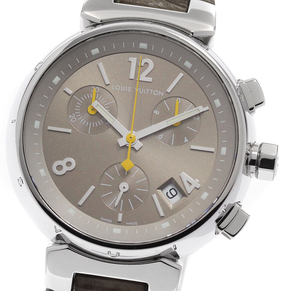 LOUIS VUITTON Tambour Q1322 Chronograph Date Brown Dial Quartz Boy's Watch_957502