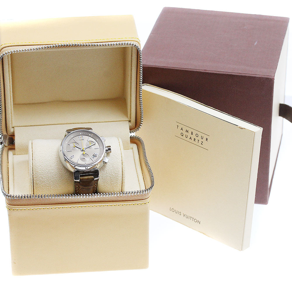 LOUIS VUITTON Tambour Q1322 Chronograph Date Brown Dial Quartz Boy's Watch_957502