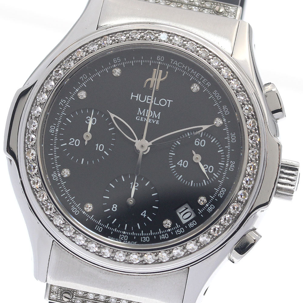 HUBLOT Elegant MDM 1810.1.054 8P diamond diamond bezel black Dial Automatic Men's Watch_957520