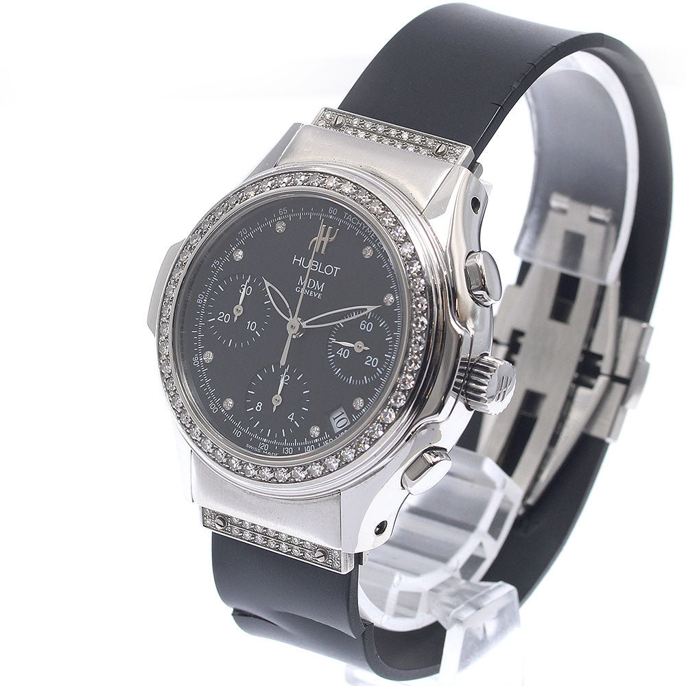 HUBLOT Elegant MDM 1810.1.054 8P diamond diamond bezel black Dial Automatic Men's Watch_957520