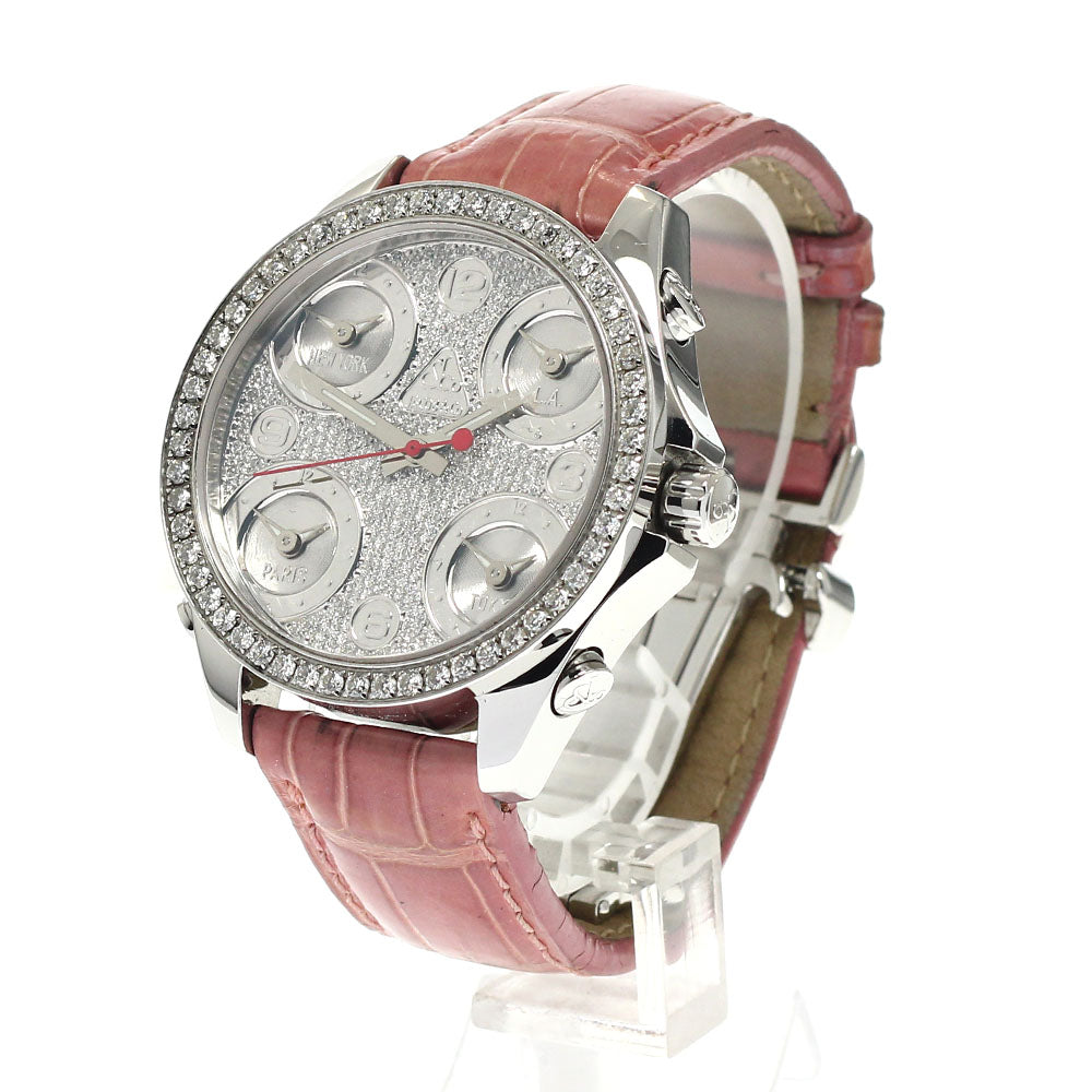 JACOB&CO 5 time zone Diamond Bezel Silver Dial Quartz Men's Watch_957523