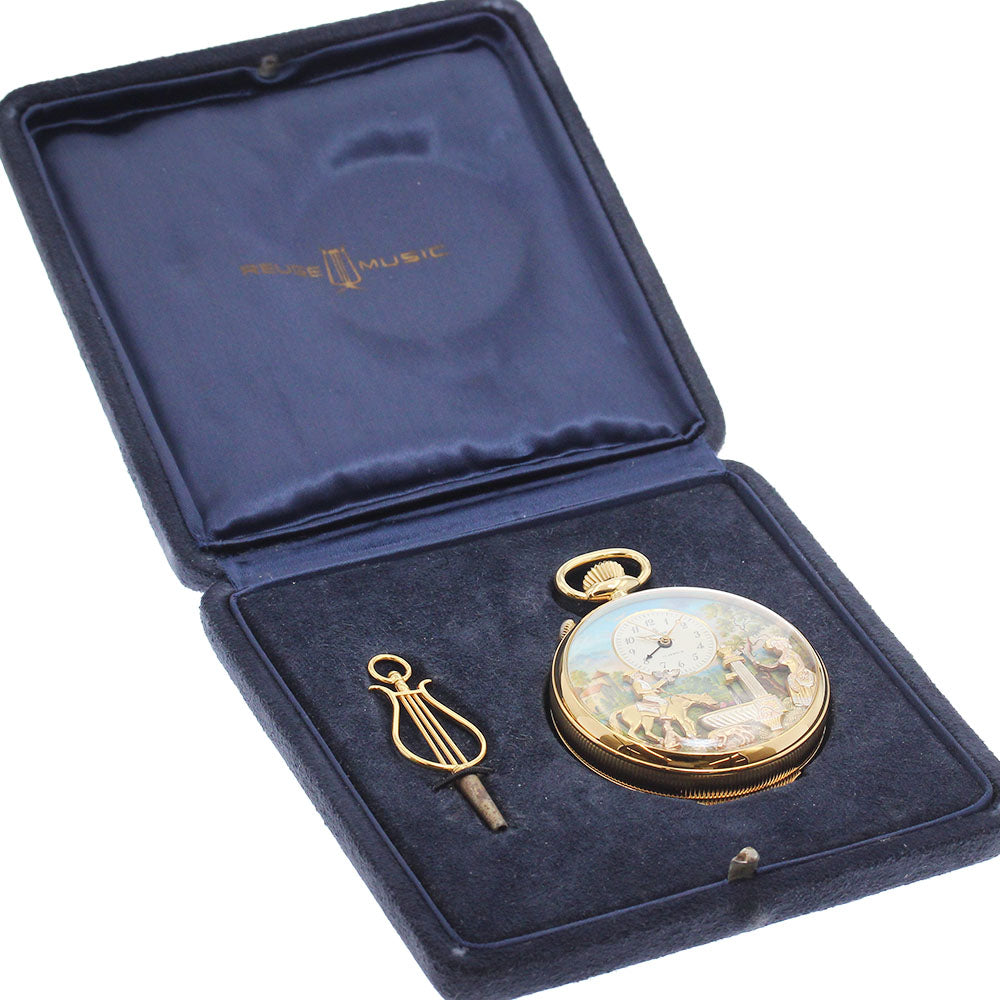 REUGE Pocket Watch Musical Alarm Dial Hand Winding Men's_957689