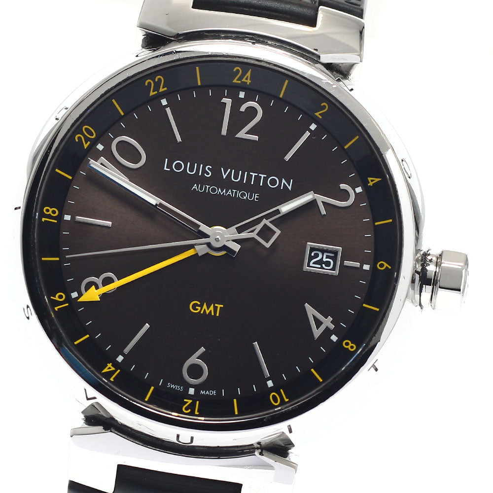 LOUIS VUITTON Tambour Q1155 GMT date Brown Dial Automatic Men's Watch_957729