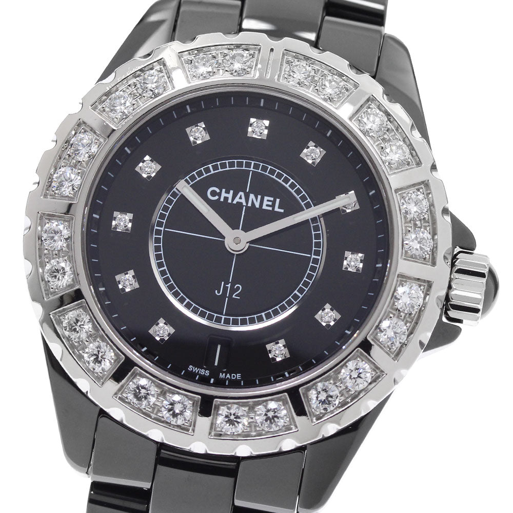 CHANEL J12 H2428 Black ceramic diamond bezel black Dial Quartz Men's_957755