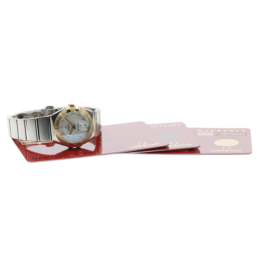 OMEGA Constellation Blush 123.20.24.60.55.002 YG2 tone 12P diamond White shell Dial Quartz Ladies Watch_957836