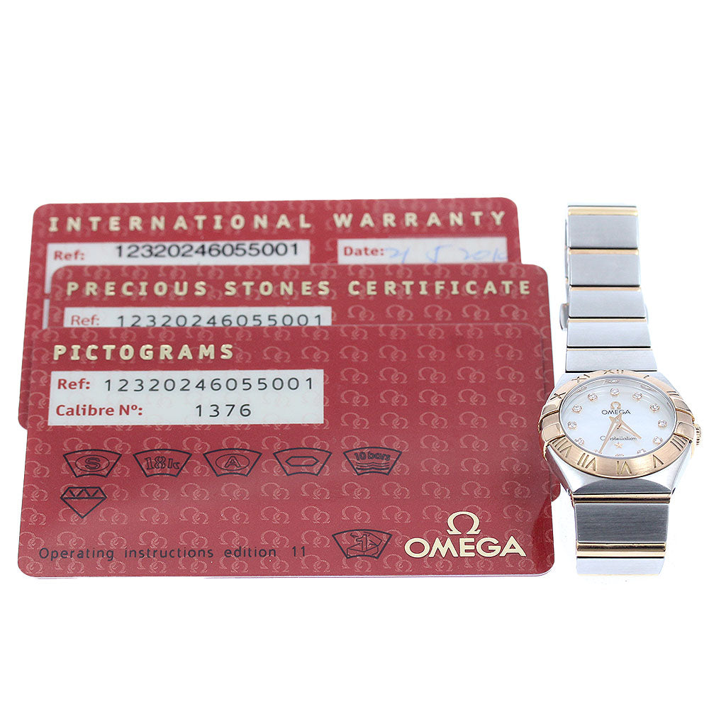 OMEGA Constellation Blush 123.20.24.60.55.001 12P diamond White shell Dial Quartz Ladies Watch_957850
