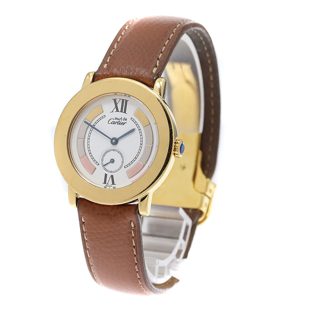 CARTIER Mustrond Vermeil W1009244 Trinity White Dial Quartz Men's Watch_958027