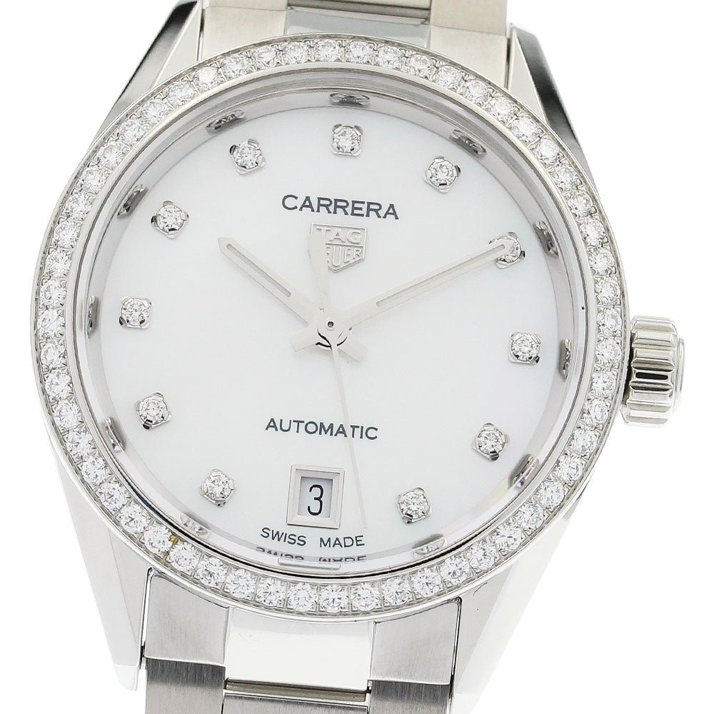TAG HEUER Carrera WBN2414.BA0621 11P diamond bezel White shell Dial Automatic Ladies Watch_958037