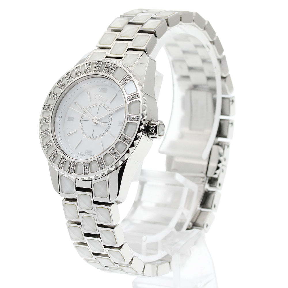 Dior crystal CD112113 Diamond Bezel white Dial Quartz Ladies Watch_958159