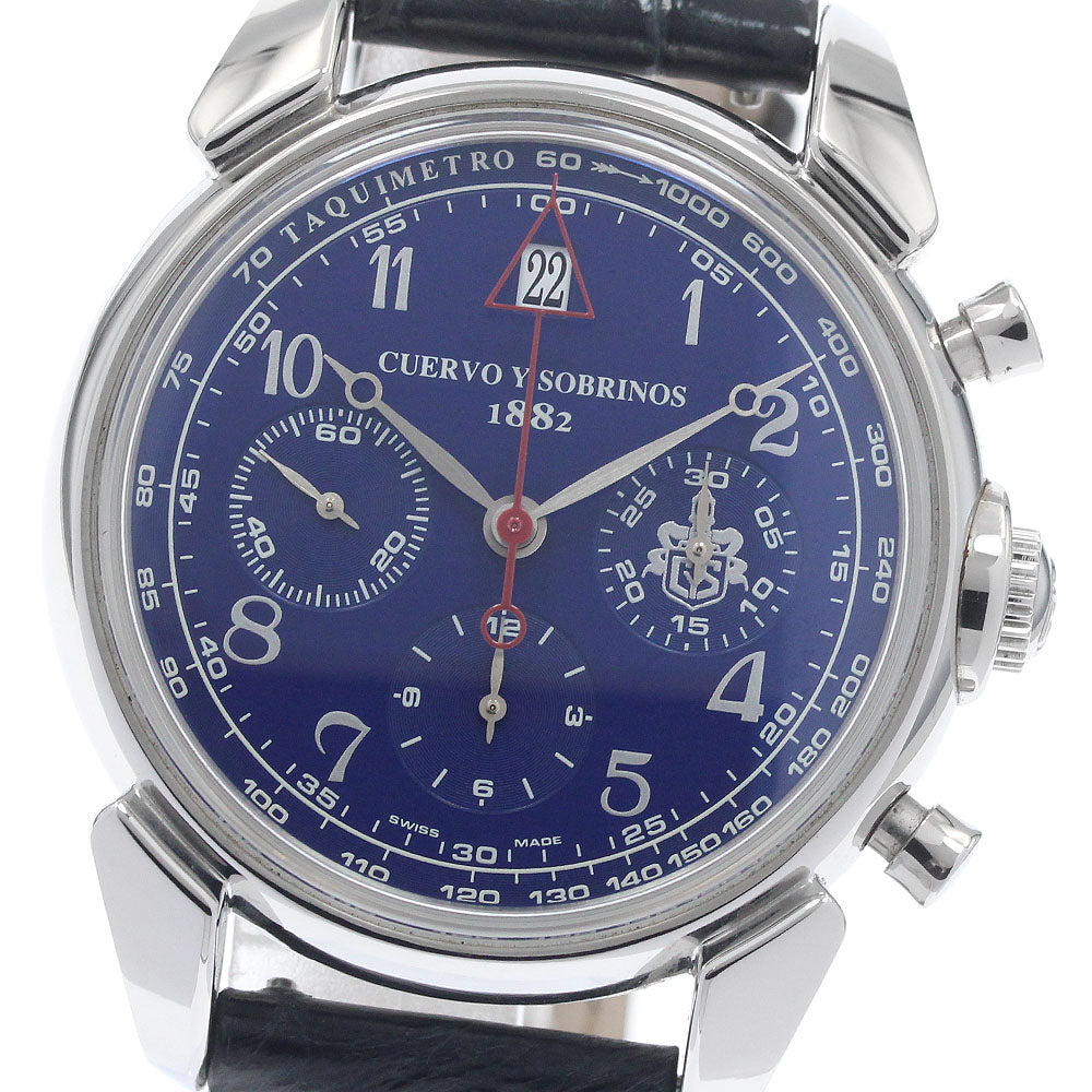 CUERVO Y SOBRINOS Historia Doll 3142 Chronograph Small Seconds blue Dial Automatic Men's Watch_958190