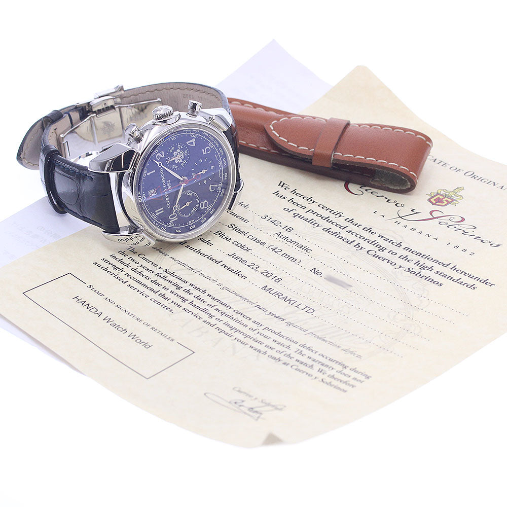 CUERVO Y SOBRINOS Historia Doll 3142 Chronograph Small Seconds blue Dial Automatic Men's Watch_958190