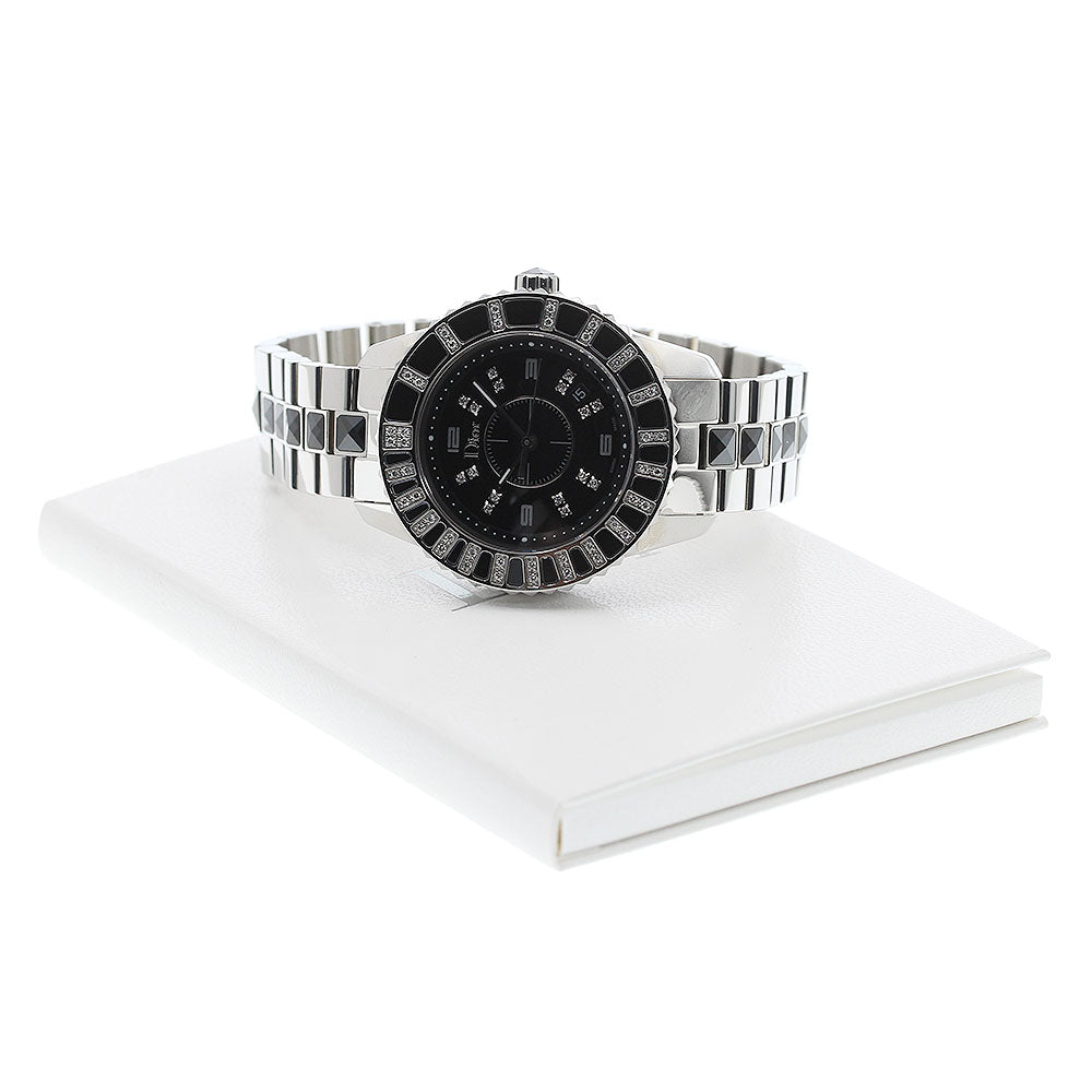 Dior crystal CD113115 Diamond bezel 16P diamond Black Dial Quartz Ladies_958320