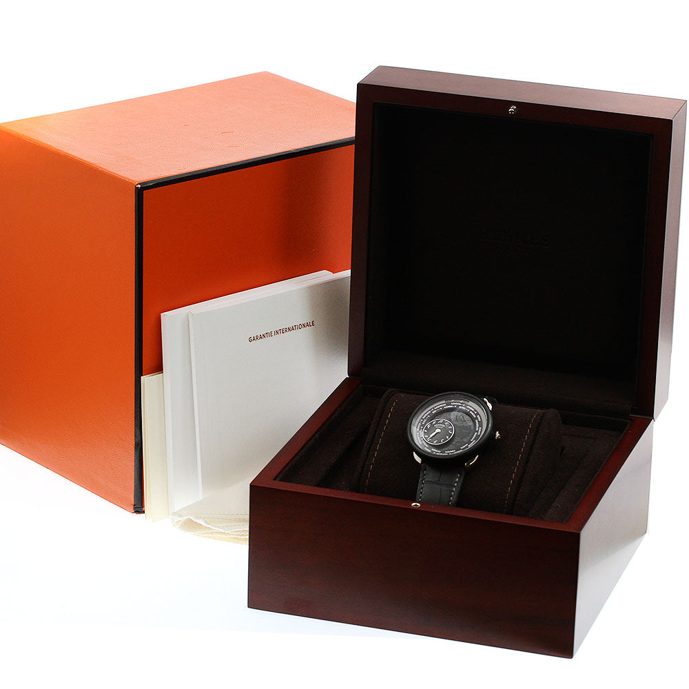 HERMES Arceau Le Temps Voyageur AR4.810 Dual time black Dial Automatic Men's Watch_958392