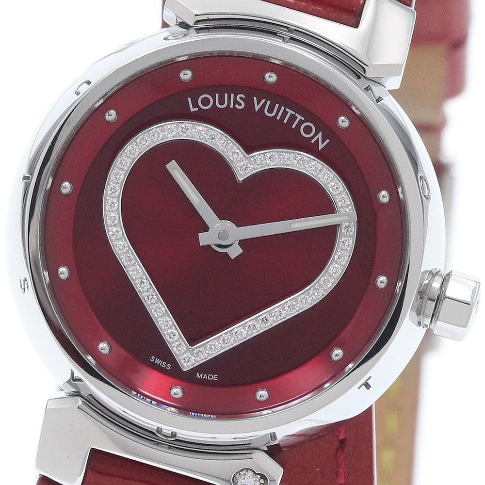 LOUIS VUITTON Tambour Q121Z Heart diamond Red Dial Quartz Ladies Watch_958756