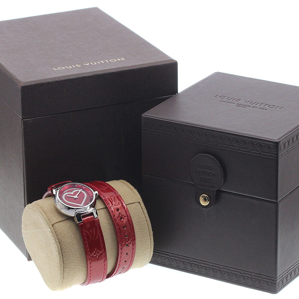 LOUIS VUITTON Tambour Q121Z Heart diamond Red Dial Quartz Ladies Watch_958756