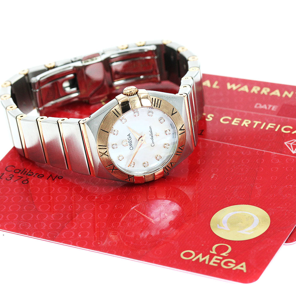 OMEGA Constellation Blush 123.20.24.60.55.001 12P diamond White shell Dial Quartz Ladies Watch_958793