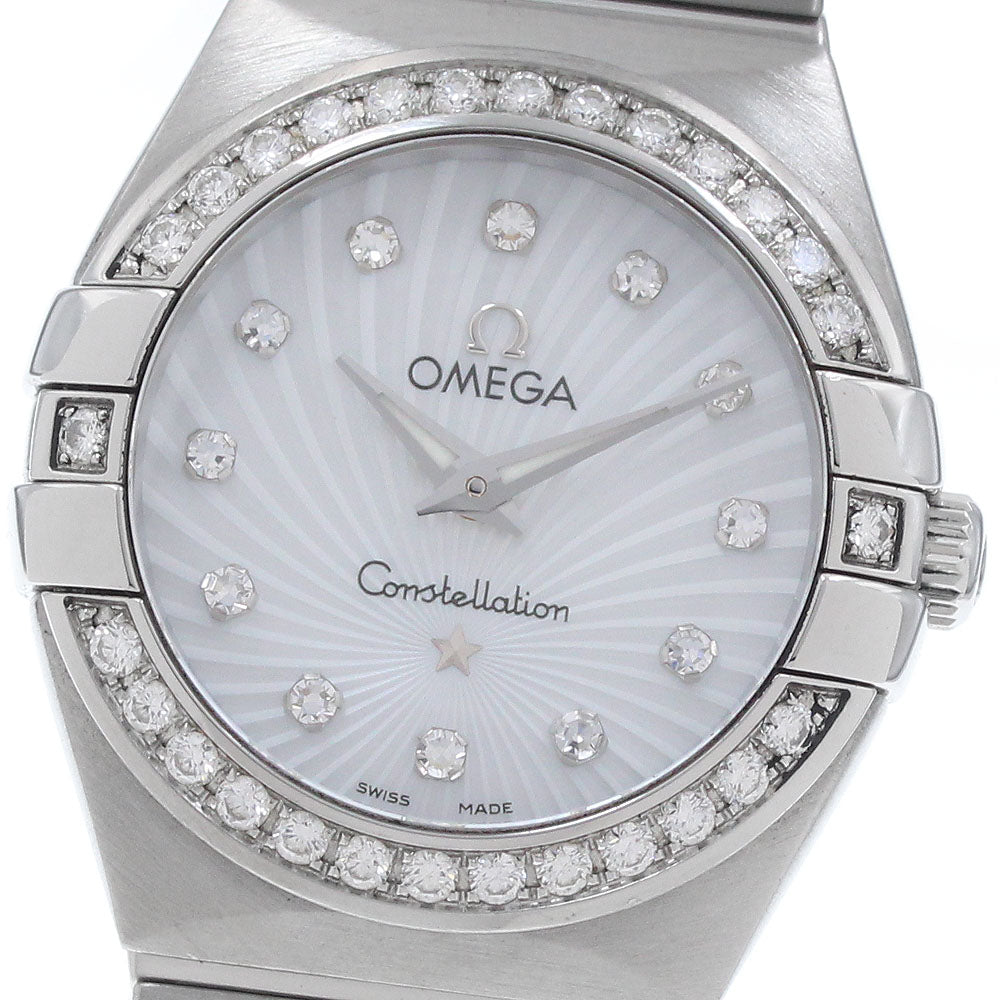 OMEGA Constellation 123.15.24.60.55.002 12P Diamond Bezel Mother-of-Pearl Dial White shell Dial Quartz Ladies Watch_958795