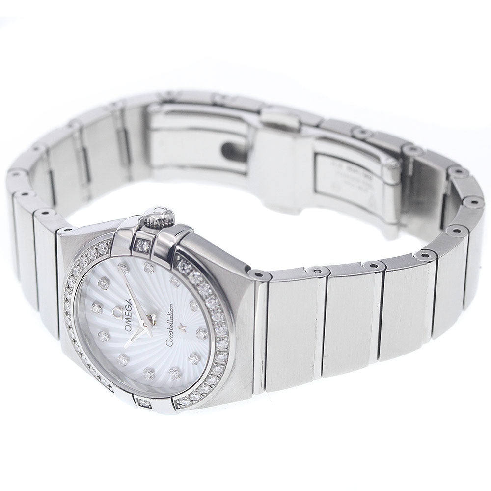 OMEGA Constellation 123.15.24.60.55.002 12P Diamond Bezel Mother-of-Pearl Dial White shell Dial Quartz Ladies Watch_958795
