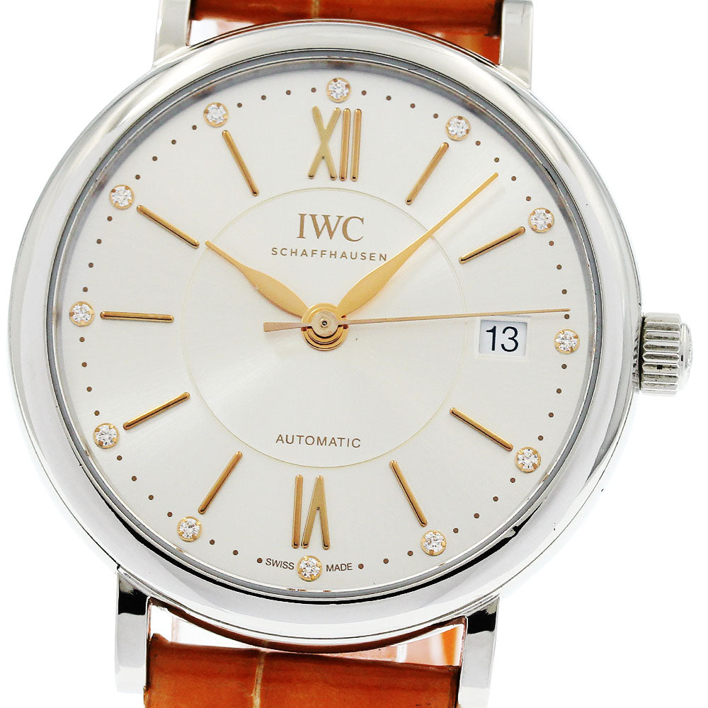 IWC SCHAFFHAUSEN Portofino IW458101 12P diamond date Silver Dial Automatic Boy's Watch_958862