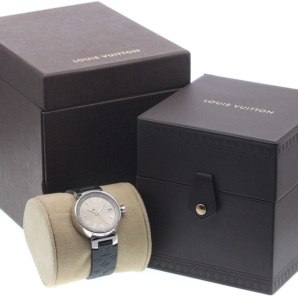 LOUIS VUITTON Tambour Q1312 Date Brown Dial Quartz Boy's Watch_959373