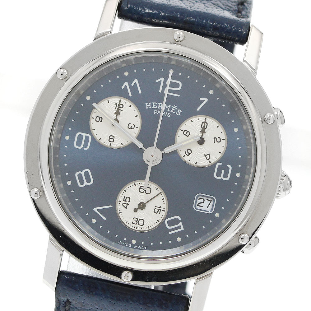 HERMES Clipper chrono CL1.910 Date Navy Dial Quartz Men's Watch_959434