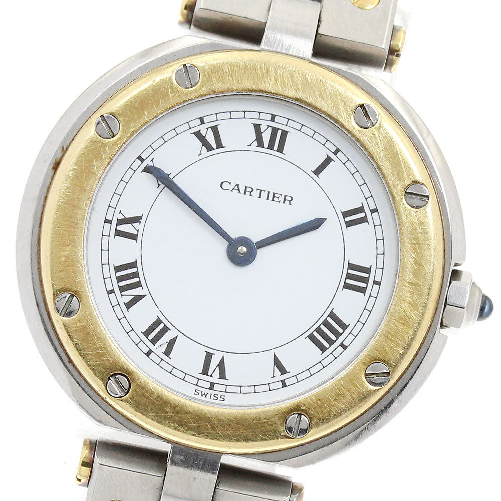 CARTIER Santos Round SM YG bezel white Dial Quartz Ladies Watch_959536