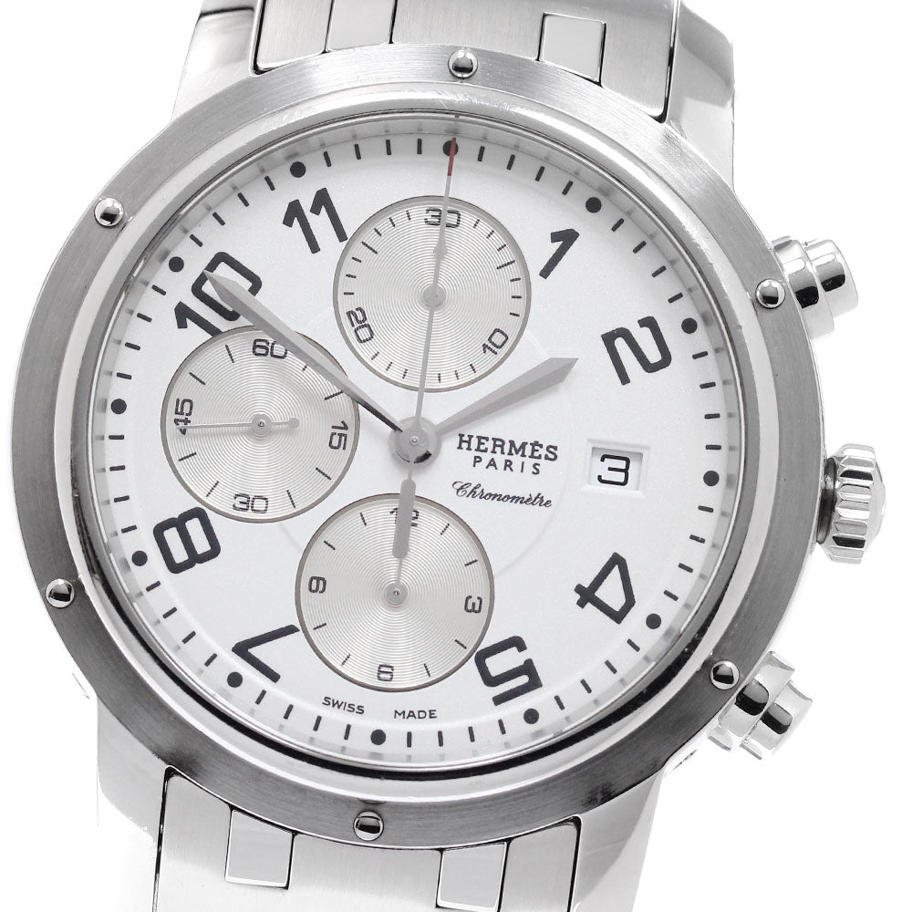 HERMES Clipper Chrono CP1.910 Date White / Silver Dial Automatic Men's_959601