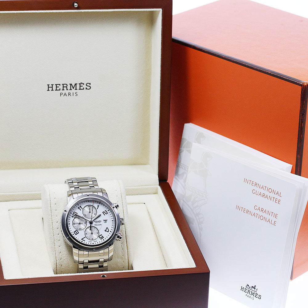 HERMES Clipper Chrono CP1.910 Date White / Silver Dial Automatic Men's_959601