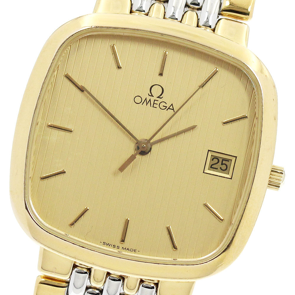 OMEGA De Ville Square Date Gold Dial Quartz Men's Watch_959653