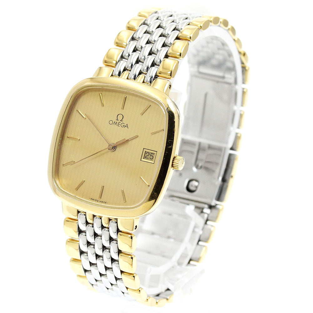 OMEGA De Ville Square Date Gold Dial Quartz Men's Watch_959653