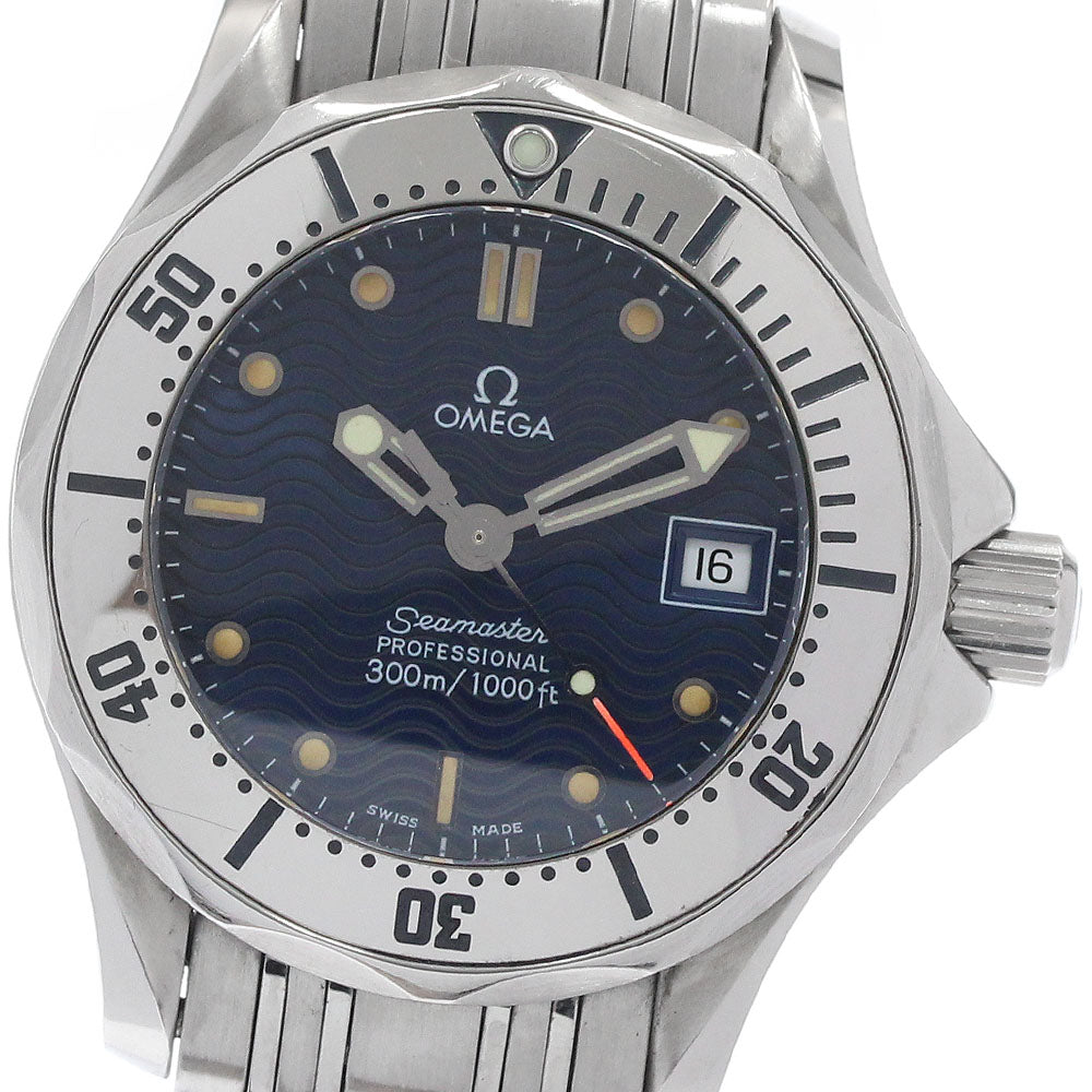 OMEGA Seamaster300 2582.80 Date Navy Dial Quartz Ladies Watch_959953