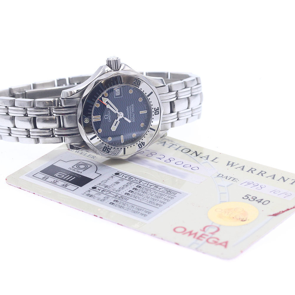 OMEGA Seamaster300 2582.80 Date Navy Dial Quartz Ladies Watch_959953