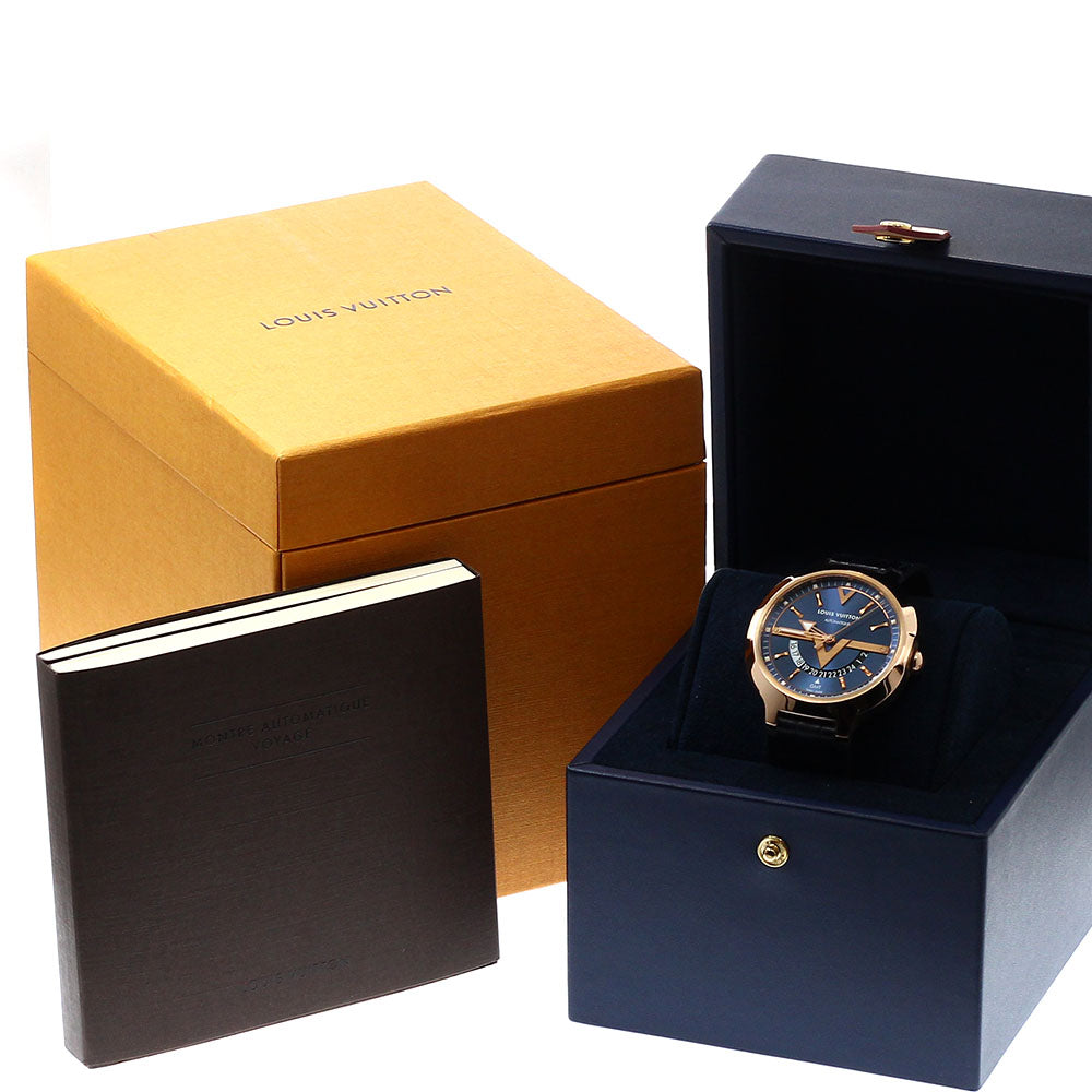 LOUIS VUITTON Voyager Q7E30 K18PG GMT Navy Dial Automatic Men's Watch_960165