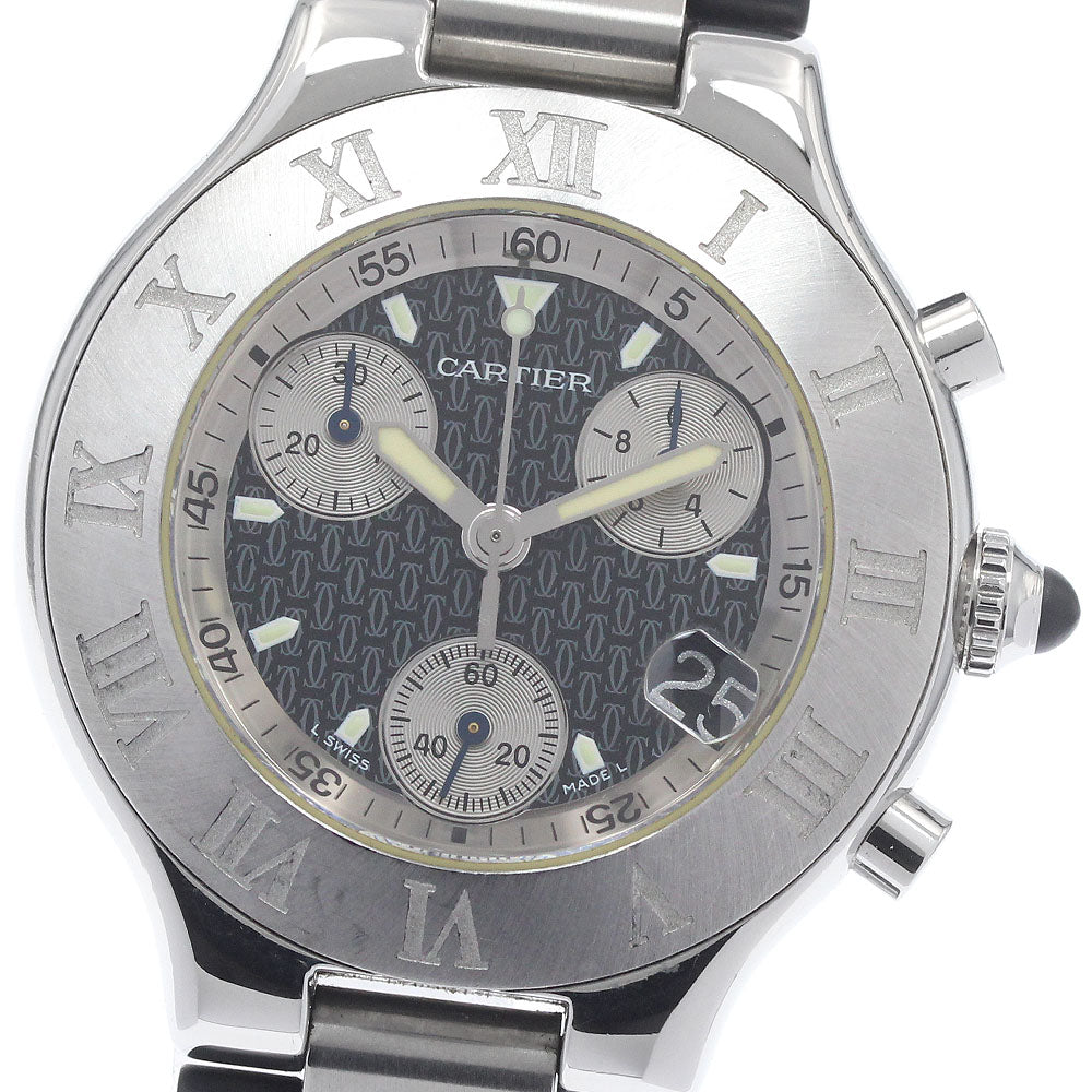 CARTIER CHRONOSCAPH W10125U2 Date Black / Silver Dial Quartz Men's Watch_960170