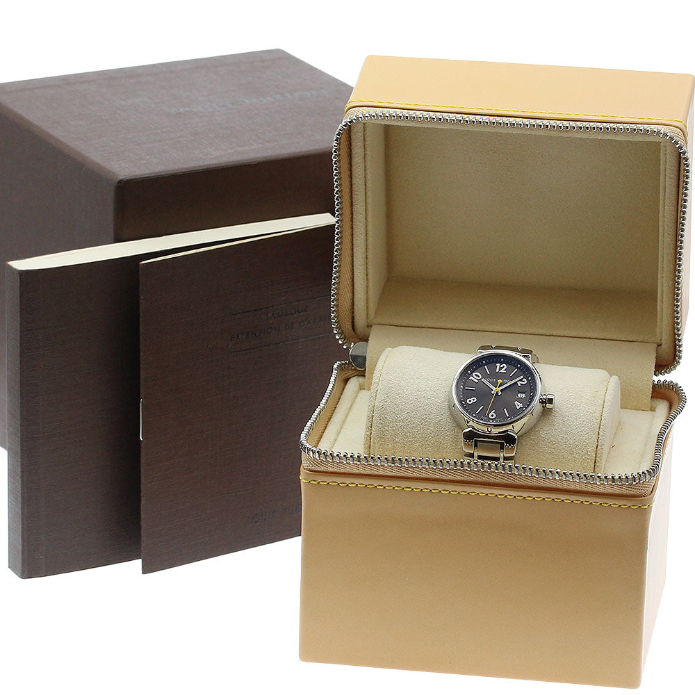LOUIS VUITTON Tambour Q1211 Date Brown Dial Quartz Ladies Watch_960246