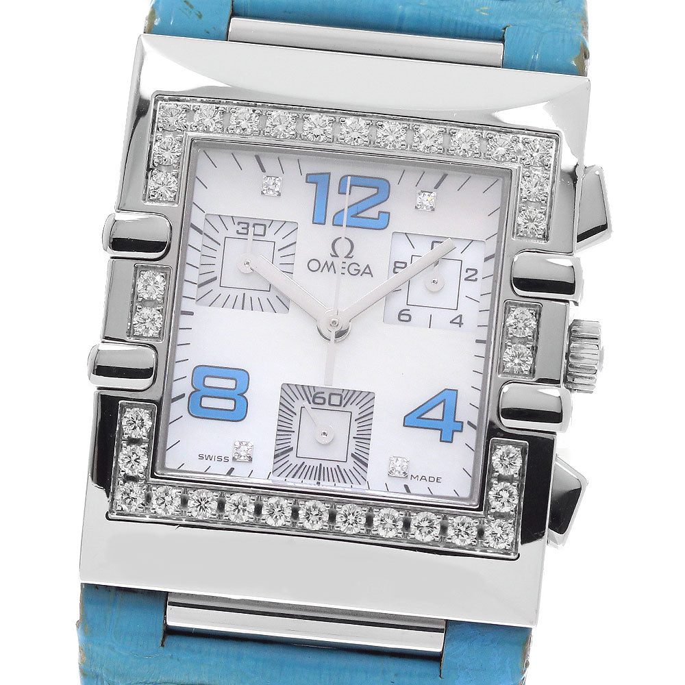 OMEGA Constellation Quadra 1847.76.61 diamond bezel chronograph White shell Dial Quartz Ladies Watch_960321