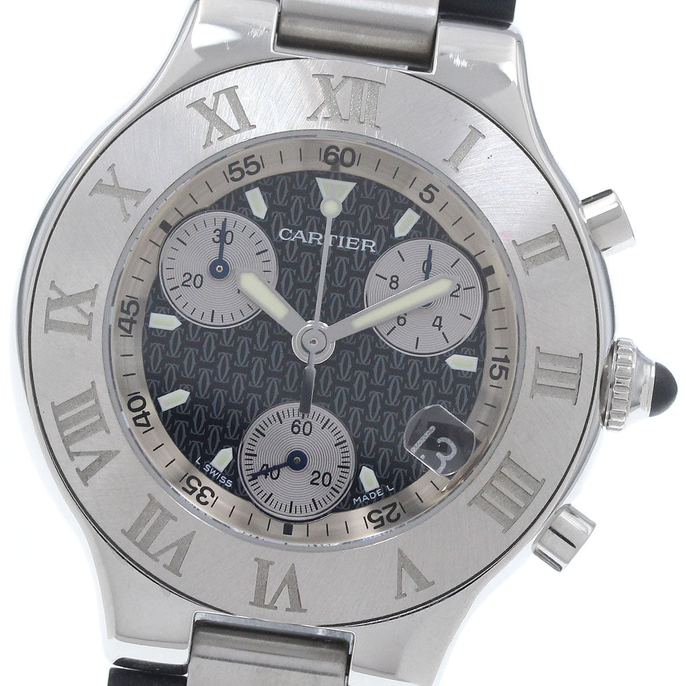 CARTIER CHRONOSCAPH W10125U2 Date Black / Silver Dial Quartz Men's Watch_960354