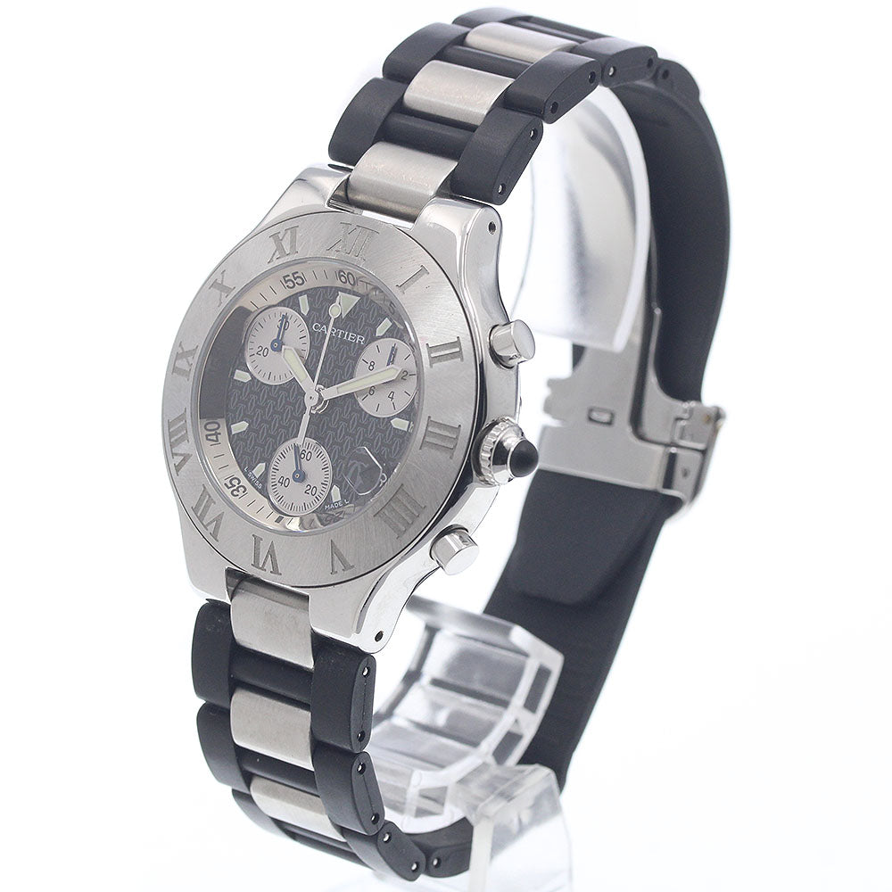 CARTIER CHRONOSCAPH W10125U2 Date Black / Silver Dial Quartz Men's Watch_960354
