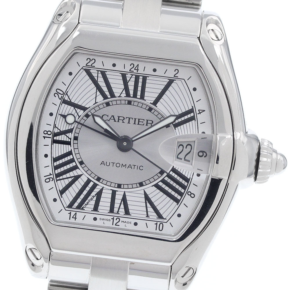CARTIER Roadster W62032X6 GMT date Silver Dial Automatic Men's Watch_960427