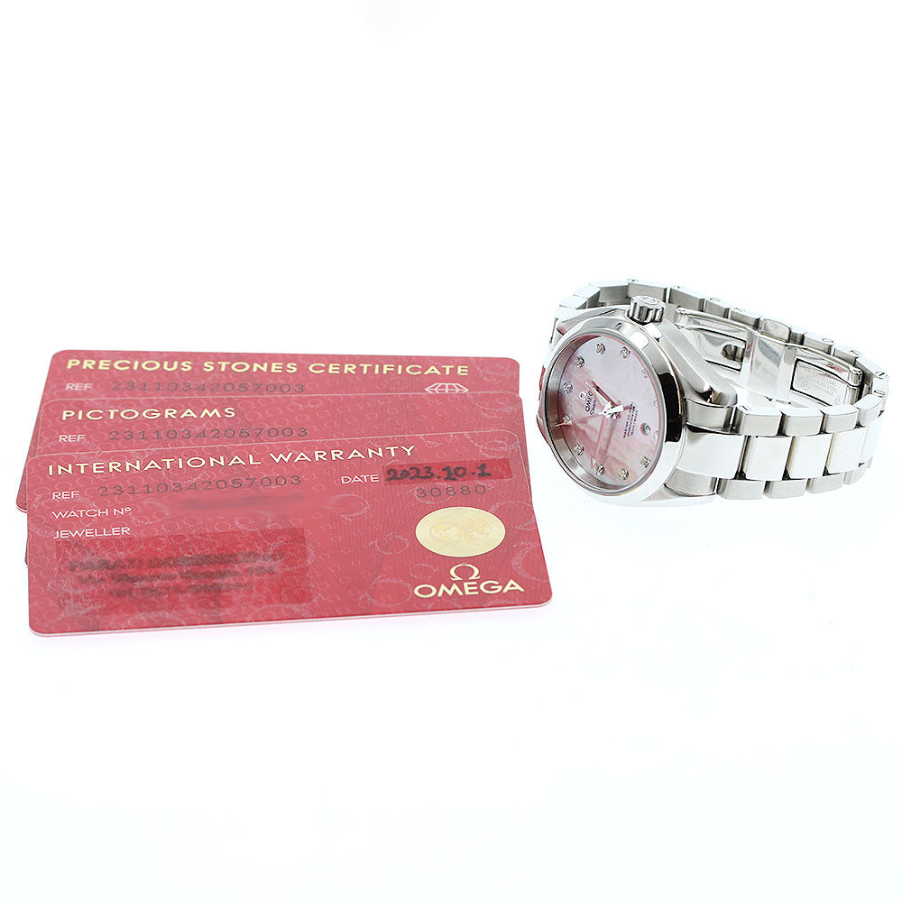 OMEGA Seamaster Aqua Terra 231.10.34.20.57.003 12P diamond date Pink shell Dial Automatic Ladies Watch_960444