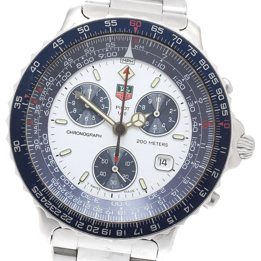 TAG HEUER pilot 530.806K Date Chronograph White / Navy Dial Quartz Men's_961278